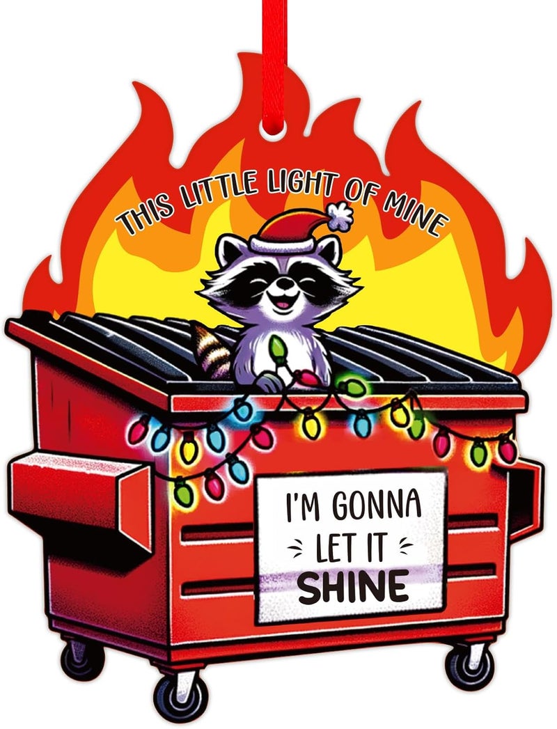 PETCEE Funny Dumpster Fire Christmas Ornament 2025 - Red This Little Light of Mine Novelty Hanging Christmas Decor Acrylic Funny Keepsake Xmas Keepsake Gift for Family Friends & Coworkers - Image 1